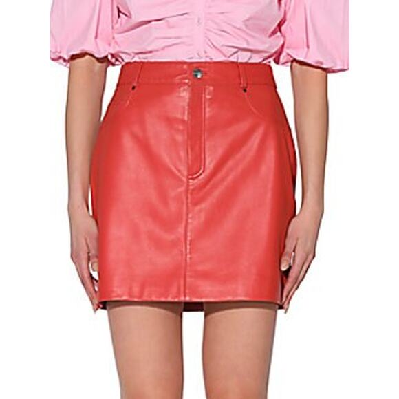 Walter Baker 'Alicia' Red Mini Leather Skirt Size 4 - Picture 1 of 5